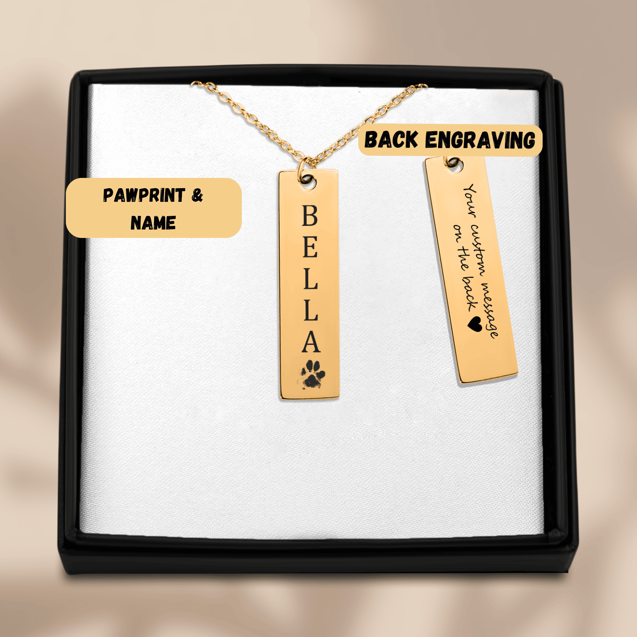 Pet's Name & Paw Print Necklace